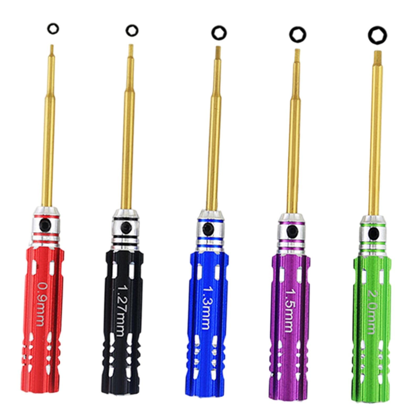 BESSTUUP 5Pcs RC Tools Kit Metal Hex Screwdriver Set for RC Car Model Quadcopter Helicopter Racing Drone (0.9/1.27/1.3/1.5/2.0mm)