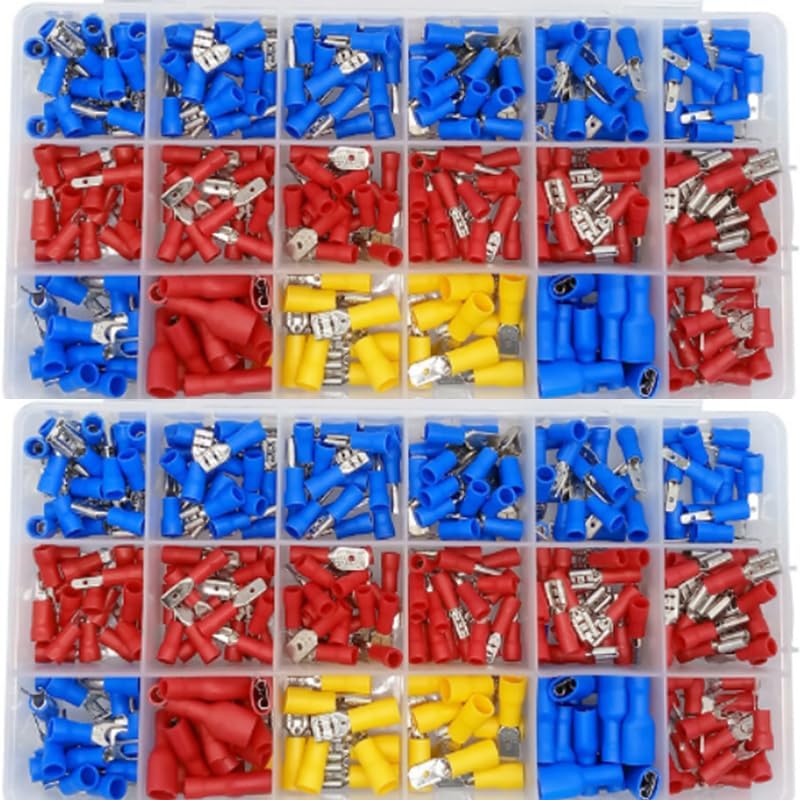 330PCS Crimp Spade Terminal Assorted Electrical Wire Cable Connector Kit Crimp Spade Insulated Ring Fork Spade Butt Set