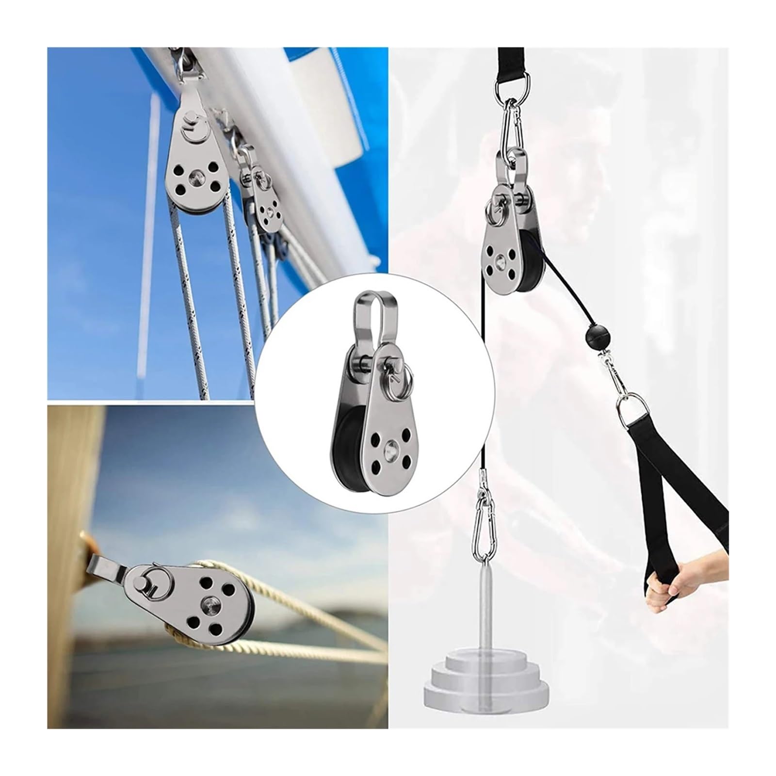 Polea giratoria de acero inoxidable 316 de 25 mm, duradera, paquete de 2 poleas de elevación resistentes, ideal para uso marino y exterior, tamaño compacto 59 x 26 mm