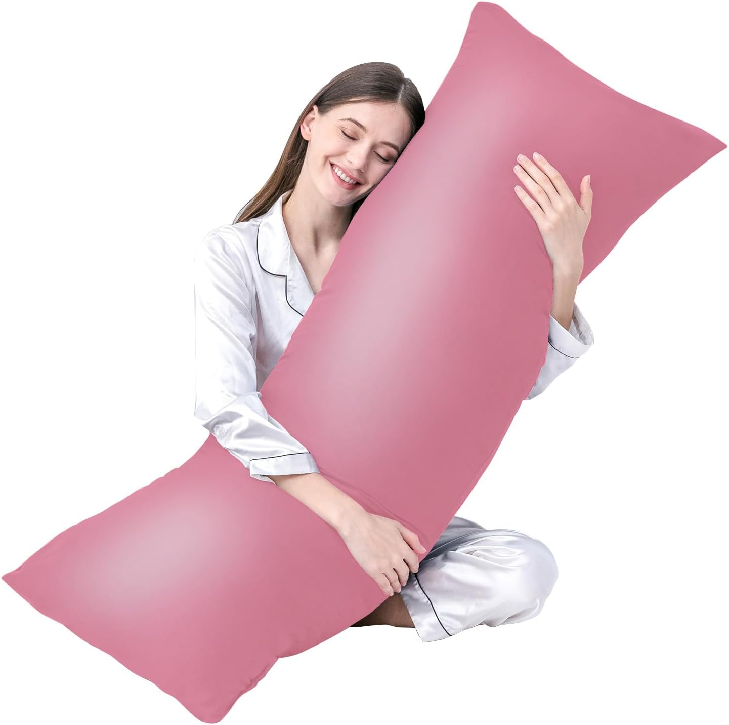 DOWNCOOL Large Body Pillow- Breathable Full Body Pillow for Side Sleeper - Soft Long Bed Pillow for Adults - 20 x 54 inch(Pink, Insert Only)