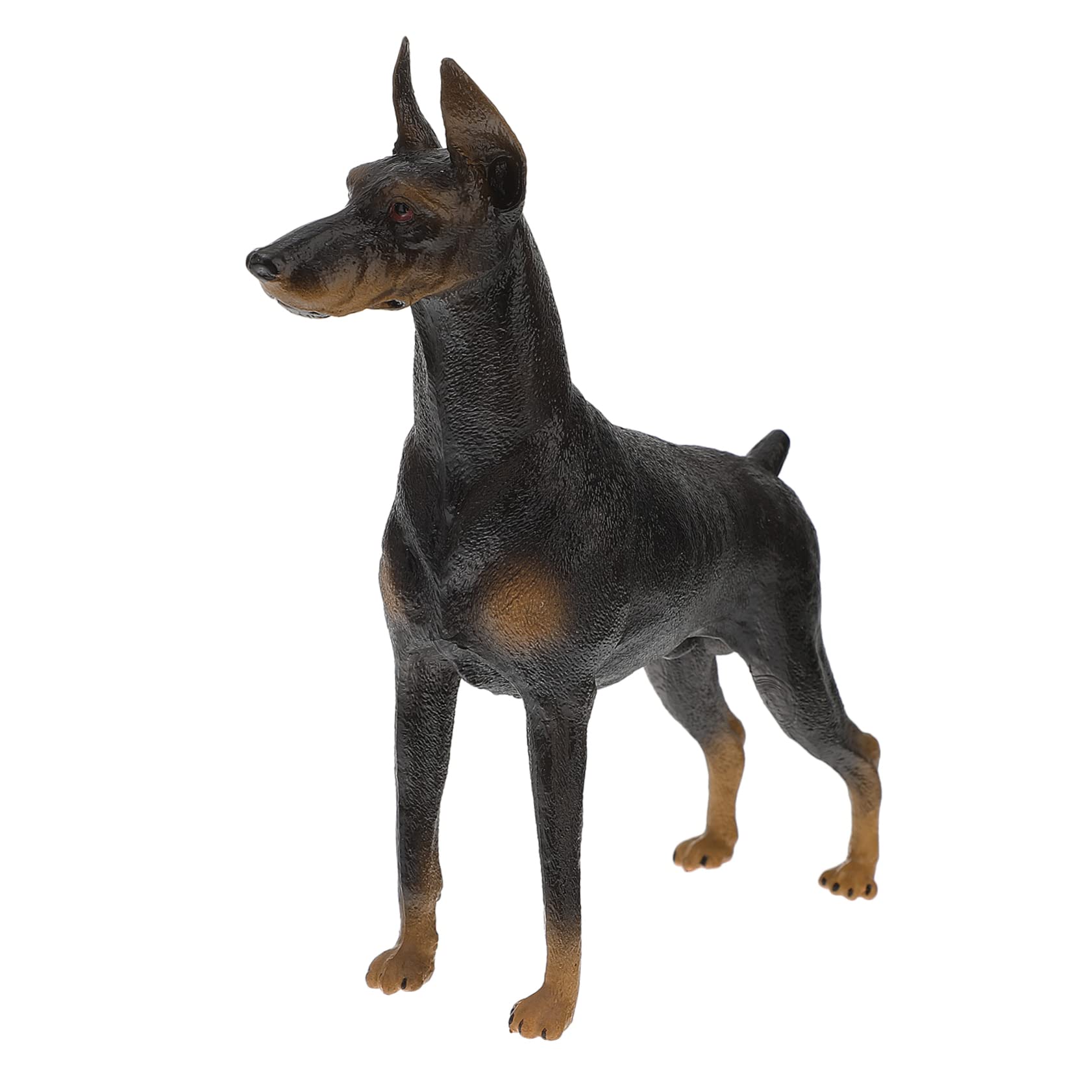 Figuras de perro Doberman Pinscher simuladas para niños, decoración al aire , colección de doggyland sentado, estatua de perro Doberman realista perro niño juguete el perro al aire