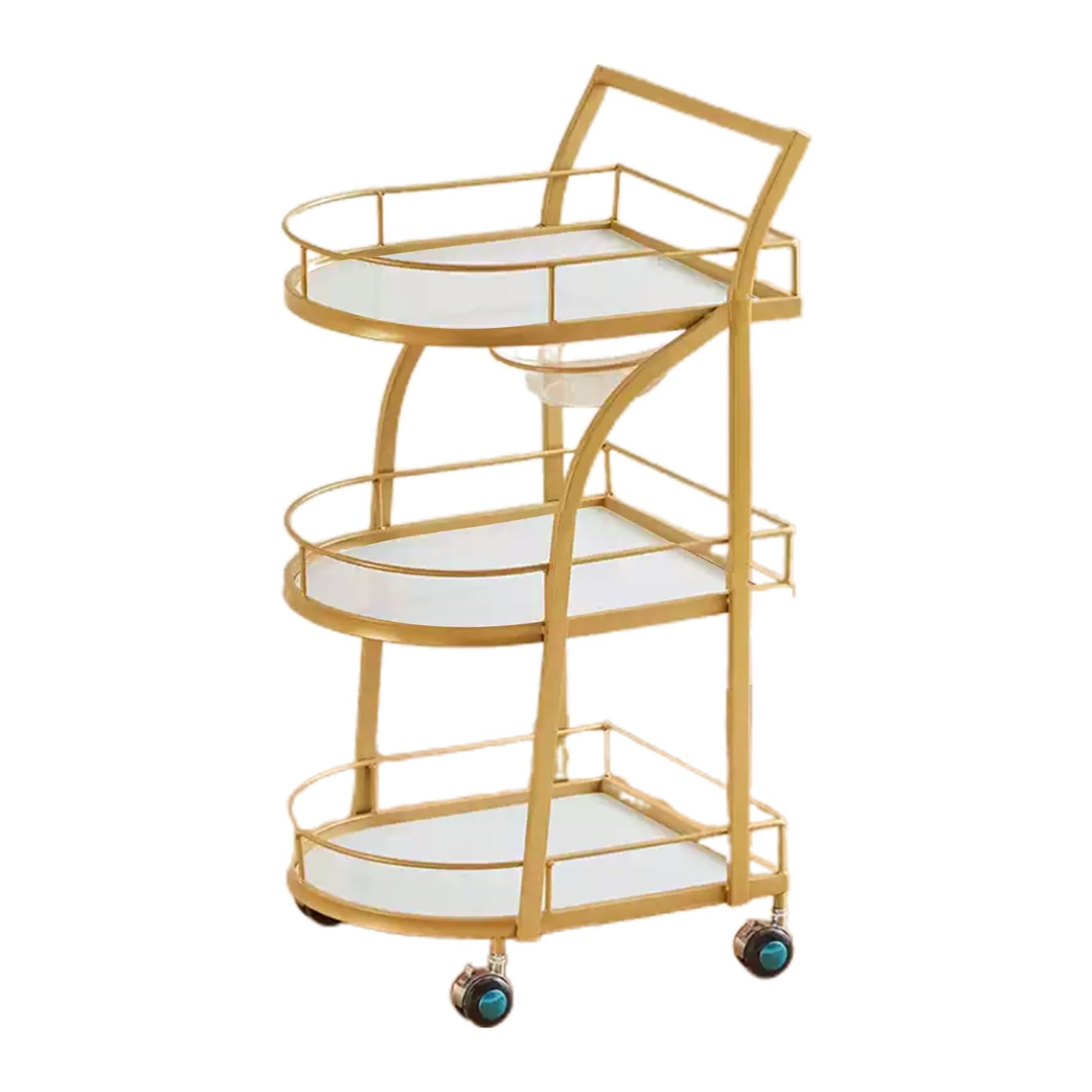 Barbershop Beauty Tool Cart Multi-Purpose Tool Cart with Workbench Salon Trolley with Wheels,Corner Arc Layered Storage,Convenient Universal Pulley,Suitable for Salon Spa Tattoo(Gold,35x44x85cm)