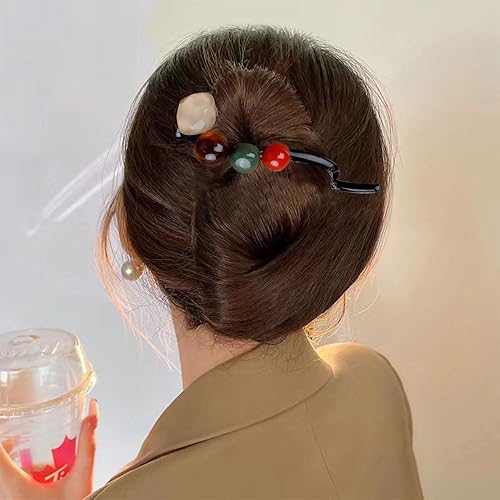 Vista 61 de Ahoney 4 pasadores de perlas para mujer, pinzas francesas 4.2 con perlas elegantes para cabello grueso (plata + dorado)