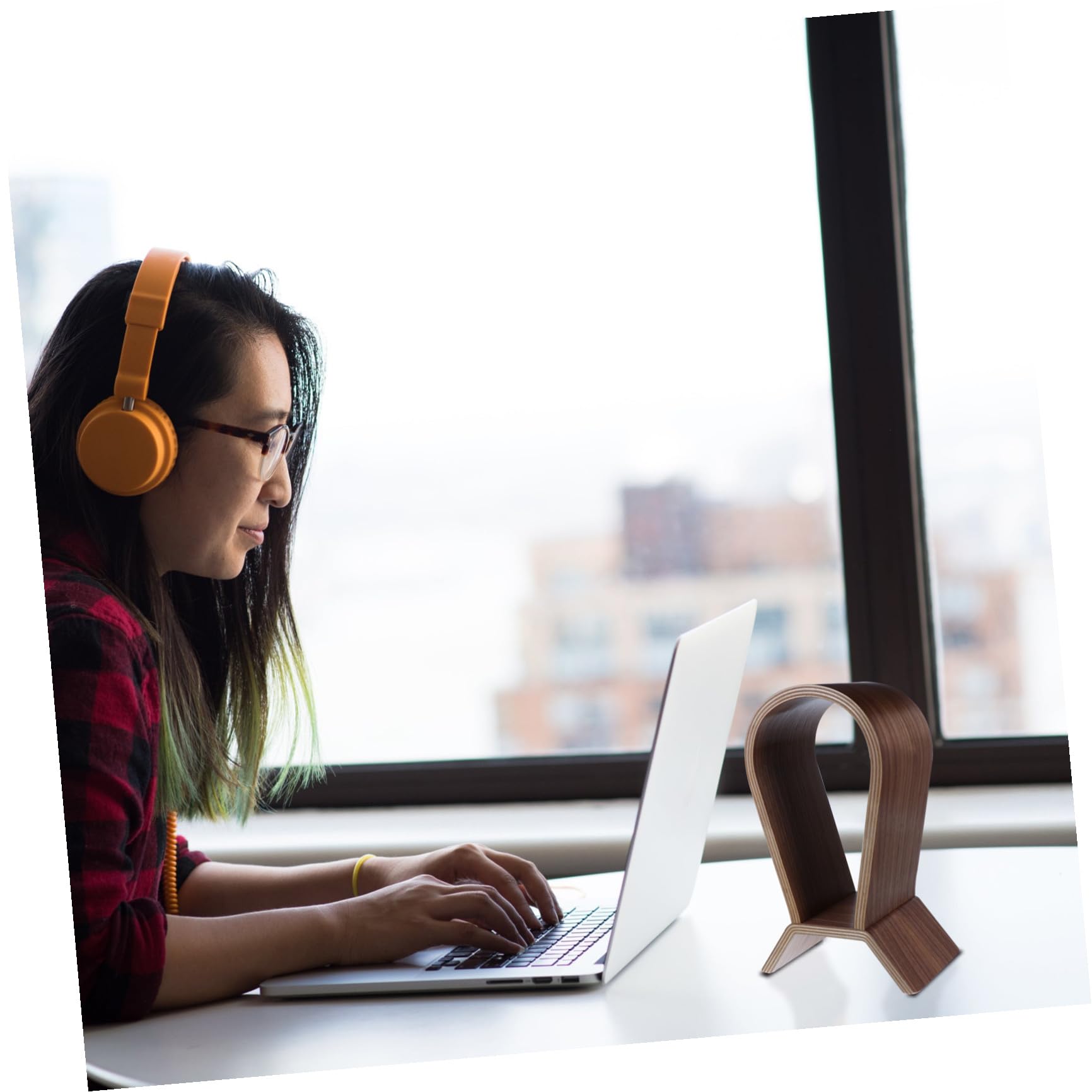 ABOOFAN Support Stable Audio Bois Naturel de en Casque Noyer pour Rangement et Élégant pour Casque, pour Décoration et Bureau