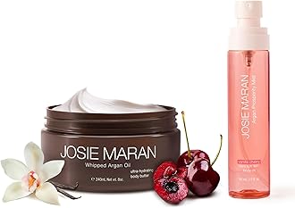 Argan Layering Kit - Whipped Argan Oil Body Butter Gift Set with Prosperity Body Mist - All Over Body Glow, Intense Hydration & Absorbs Quickly - Vanilla Cherry (2 Piece Set)