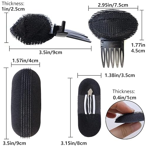 Miniatura 2 de TCOTBE Almohadillas para el cabello con volumen de princesa esponjosa para mujer (4) y peines (2) insertos - Juego de 6 piezas para peinados de