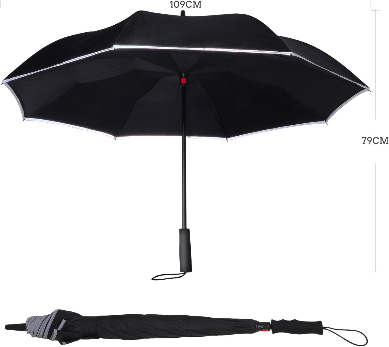 AmbrellaOK Double Layer Inverted Umbrella for Car Reverse Folding Upside Down C-Shaped Hands Free Handle - Compact Lightweight & Windproof – Ideal Gift Men & Women