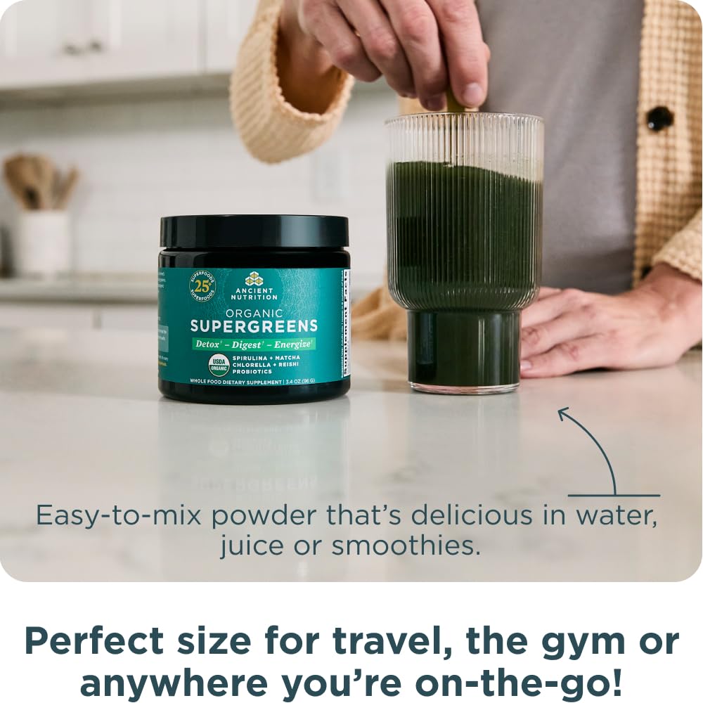 Ancient Nutrition Organic Super Greens Powder, Probiotics, Spirulina — Amazon image 3