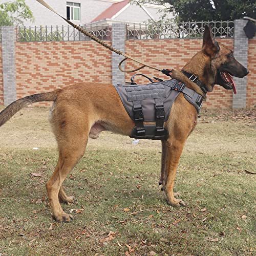 ICEFANG Tactical Dog Operation Harness with 6X Buckle,Dog Molle Vest with Handle,3/4 Body Coverage,Hook and Loop Panel for ID Patch,No Pulling Front Clip (XL (32"-39" Girth), Wolf Gray) - Thumbnail 2