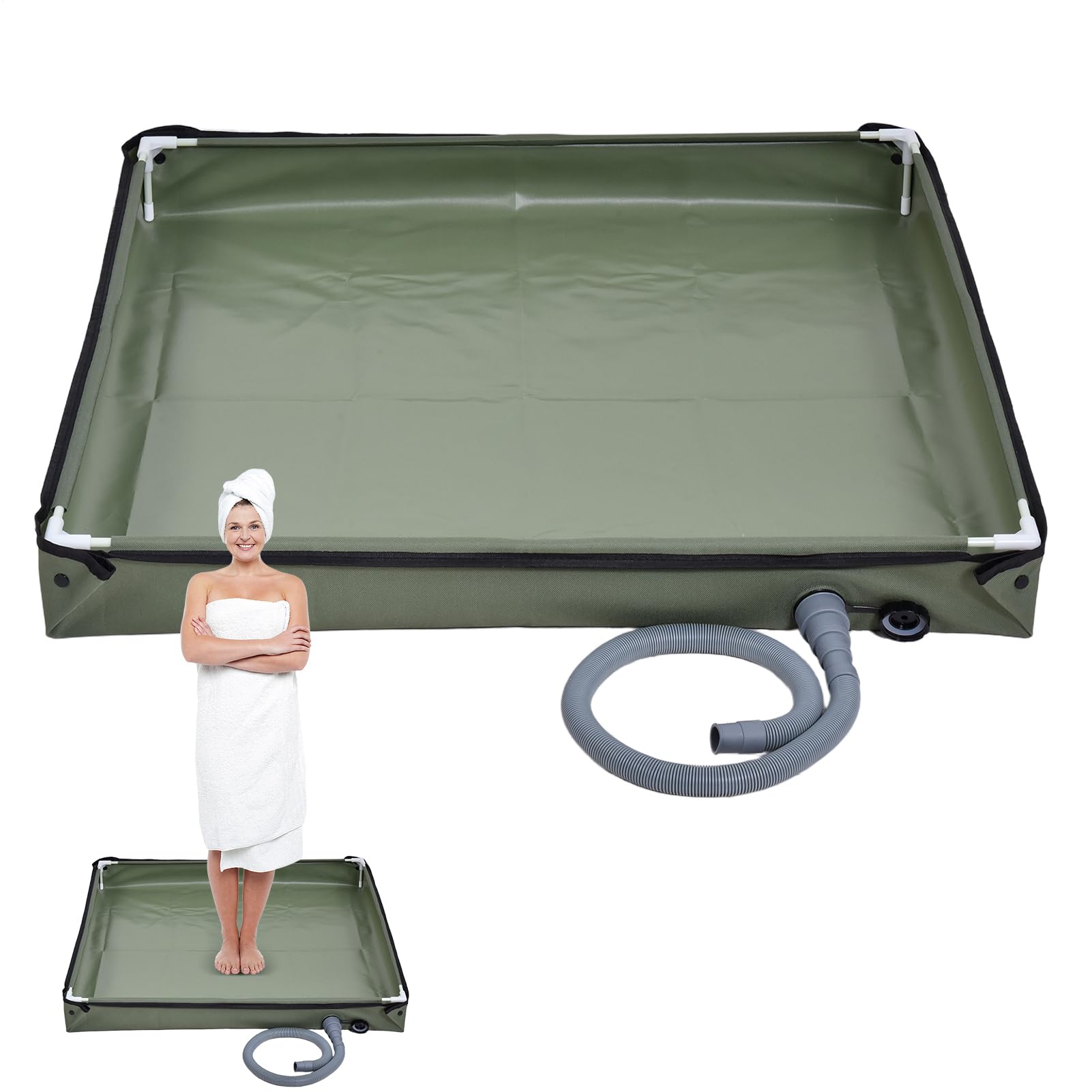 Base Doccia Pieghevole per Camping all'Aperto | Impermeabile con Foro di Drenaggio per Bagno per Animali e Box Doccia Portatile per Viaggio RV