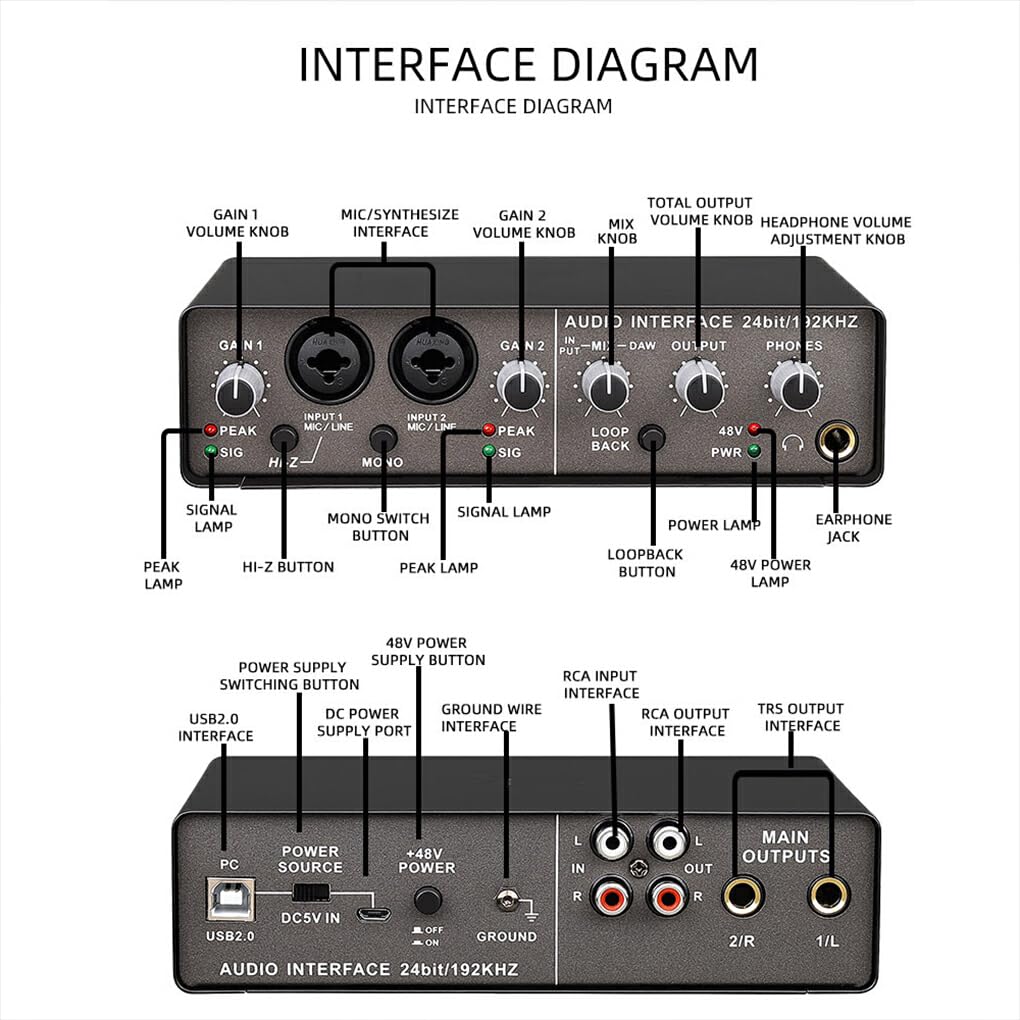 Scheda Audio con Alimentazione Phan-Tom 48V Esperienza Audio con Alimentazione Scheda Audio Esterna USB 2.0 con connessione USB-C Metallo