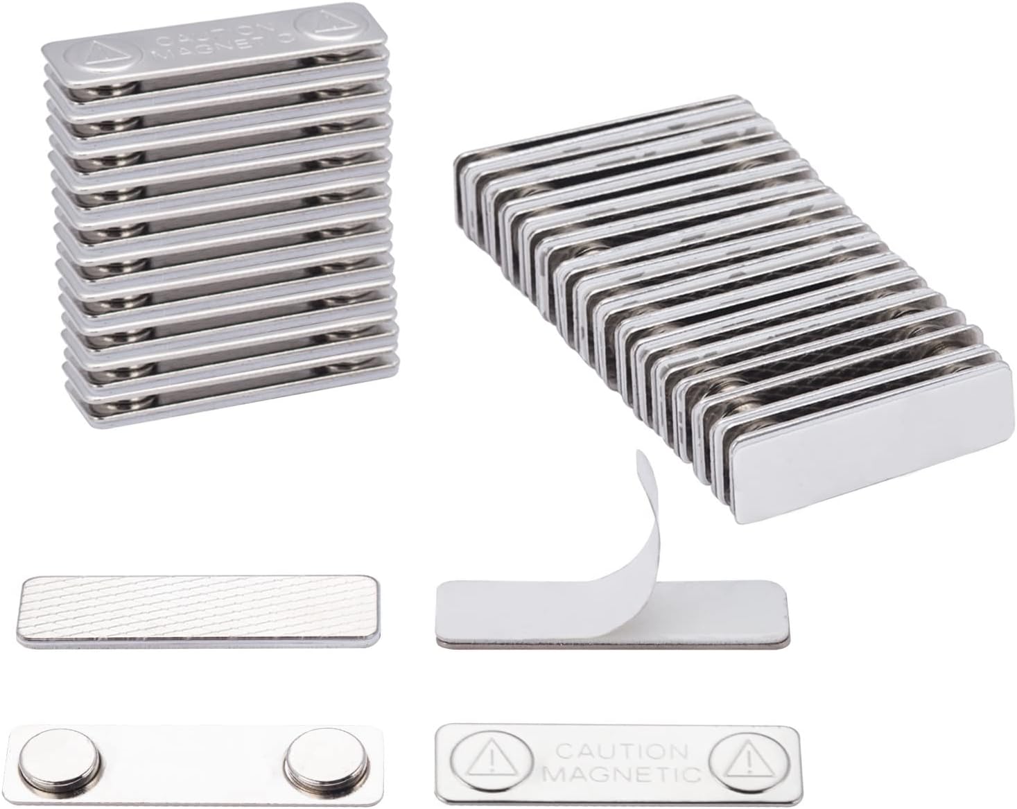 SINYUDUN 25 Sets Name Badge Magnets, Magnetic Name Badge Holders Back with 2 Premium Strength Neodymium Magnets (Silver)