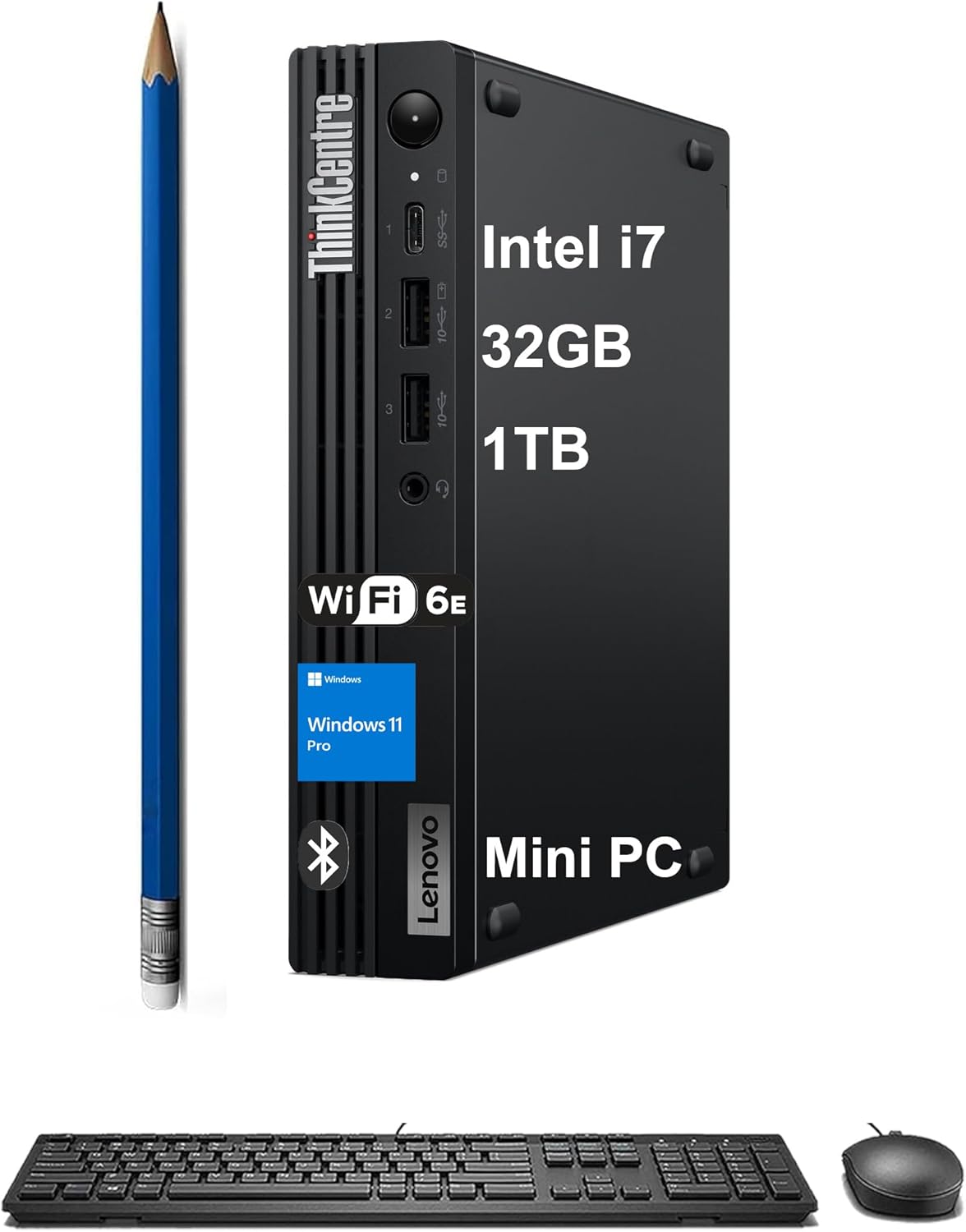 Lenovo ThinkCentre M70q Gen 5 Tiny Business Desktop (Intel 20-Core i7-14700T, 32GB DDR5 RAM, 1TB SSD, UHD Graphics 770) MFF, Mini PC, DisplayPort, Ethernet, HDMI, 3-Yr WRT, Wi-Fi 6E, Win 11 Pro