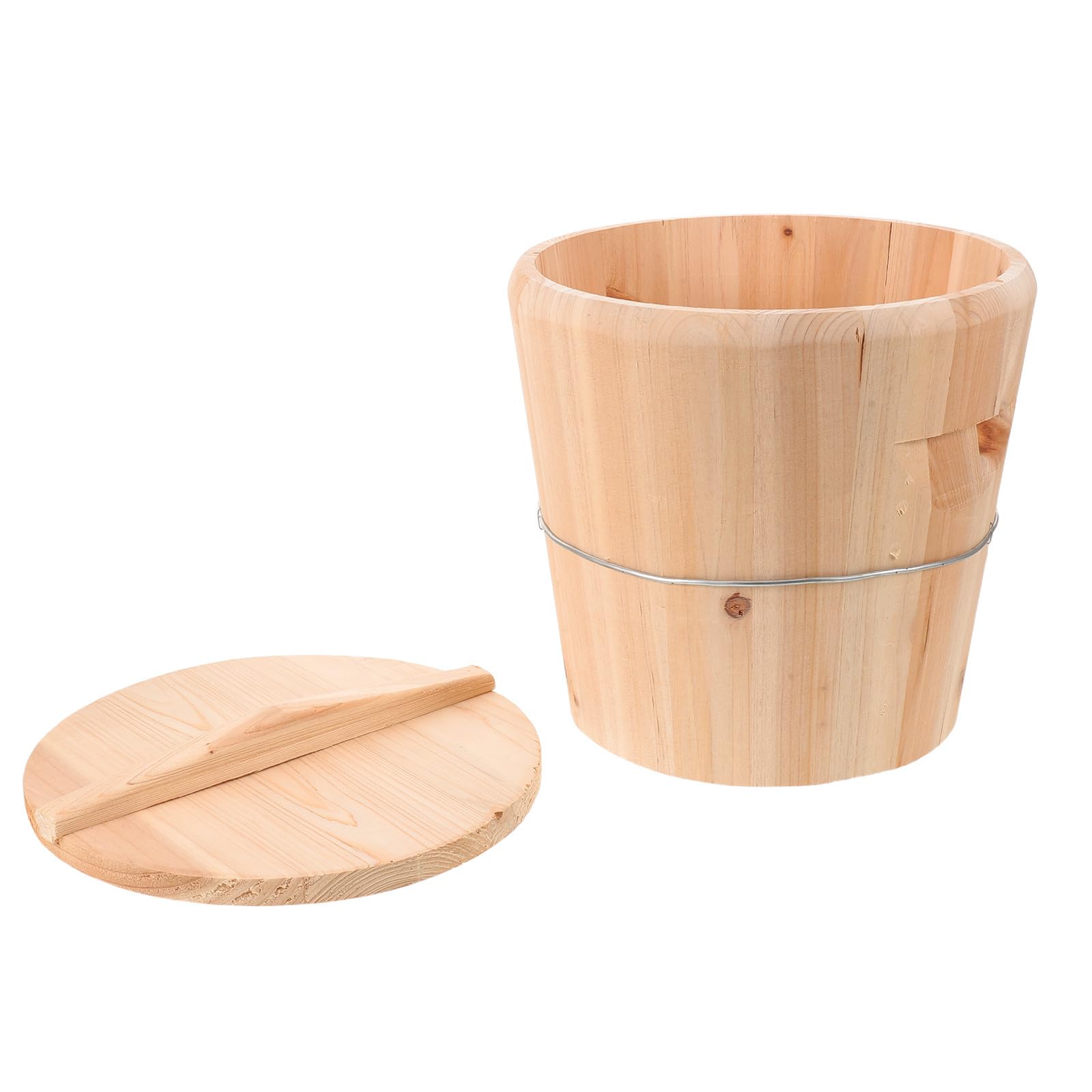 Seau en bois beige pour chauffe-serviette de bain rétro
