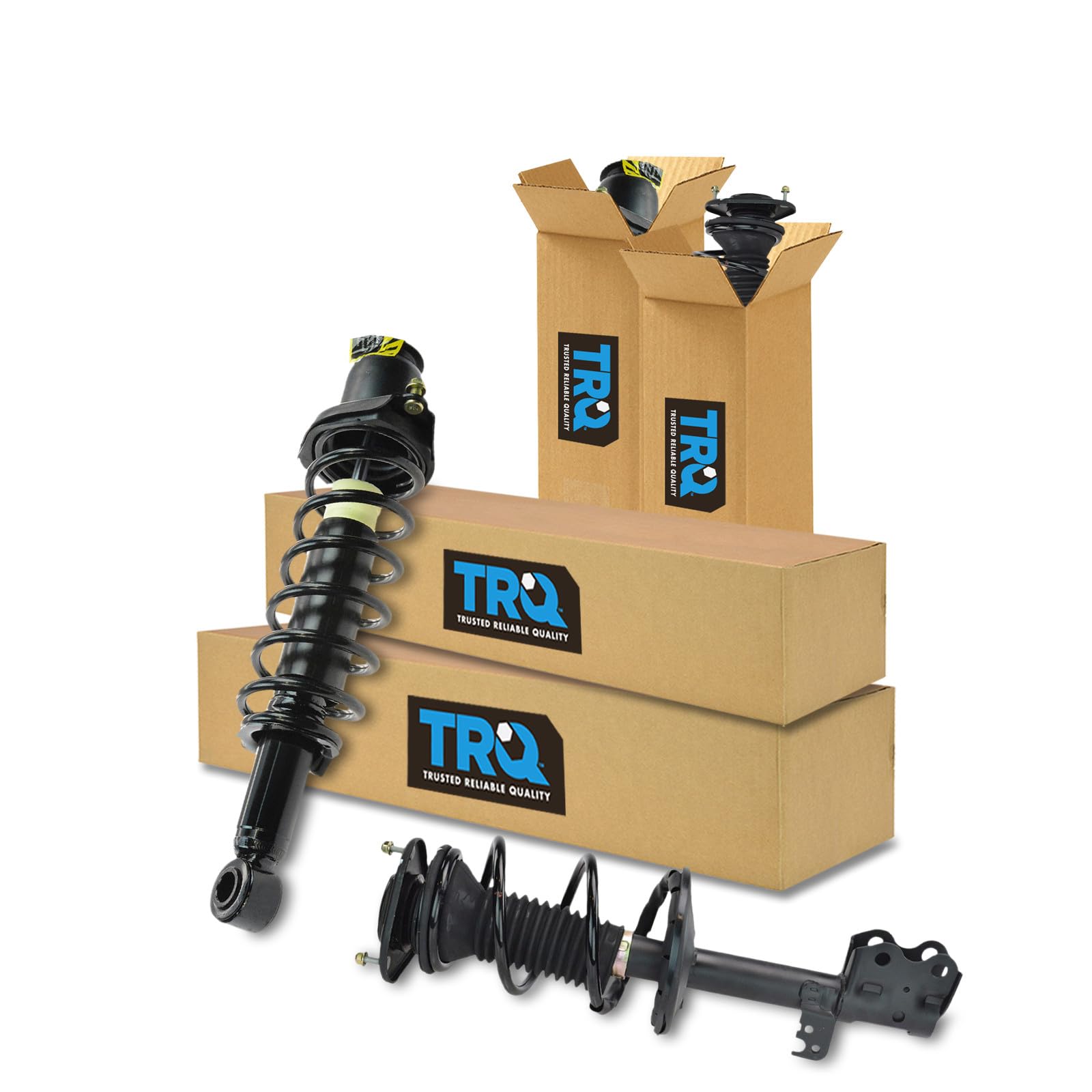 TRQ Front and Rear Strut &amp; Coil Spring Assembly Set Driver &amp; Passenger Sides Compatible with 04-09 Toyota Prius