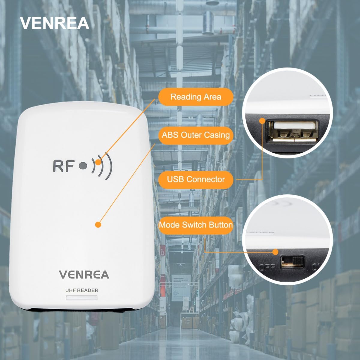 Portable UHF RFID Reader SR3308 860-960Mhz UHF RFID Reader Writer USB RFID Reader with SDK User Guides