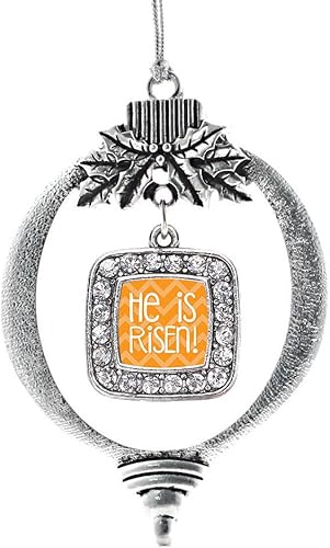 Miniatura 253 de Inspired Silver - My Vintage Initials - Adorno con dije de letra J - Adornos navideños cuadrados de plata con joyas de circonita cúbica