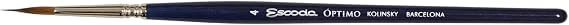 Escoda Optimo Series 1310 Artist Watercolor & Acrylic Short Handle Paint Brush, Pure Kolinsky, Liner, Size 4