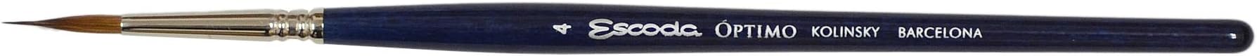 Escoda Optimo Series 1310 Artist Watercolor & Acrylic Short Handle Paint Brush, Pure Kolinsky, Liner, Size 4