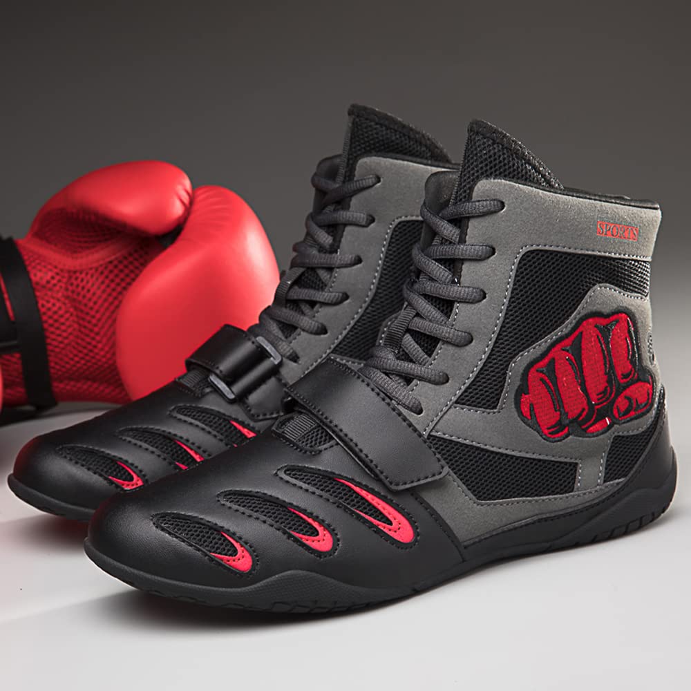 Scarpe da Boxe Wrestling Muay Thai Kickboxing Sparring Boxer Scarpe da Ginnastica Scarpe per Arti Marziali Bodybuilding Stivali da Boxe Sport Traspirante Antiscivolo