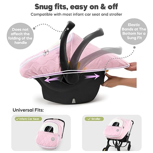 Miniatura 4 de Funda de asiento de automóvil para bebé, impermeable, resistente al viento, forro polar cálido transpirable con cremallera completa para asiento de