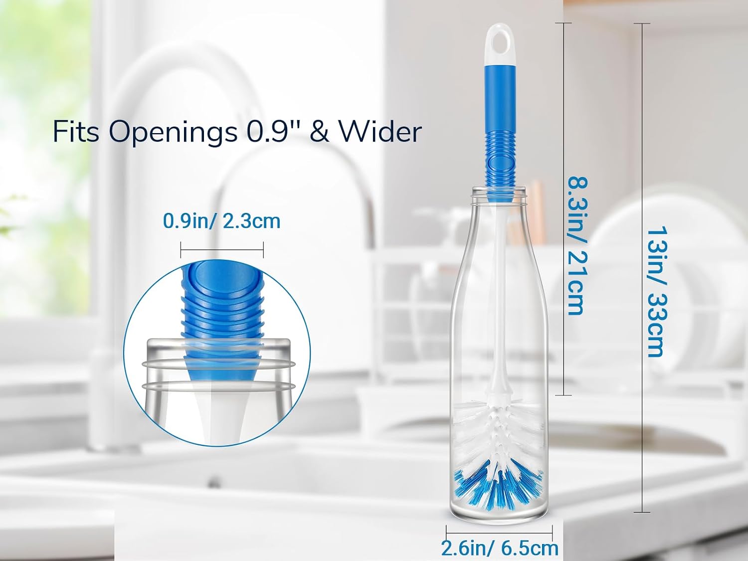 Bottle Brush Cleaner, Long Water Bottle Brush for Tumblers, Cups, Glassware & Baby Bottles, 3 Pack
