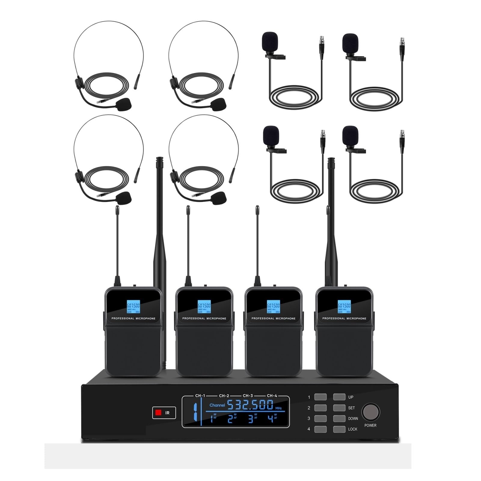 Wireless Professionale A 4 Canali Con Microfoni Palmari Riproduzione Chiara Del Suono(V10-L)