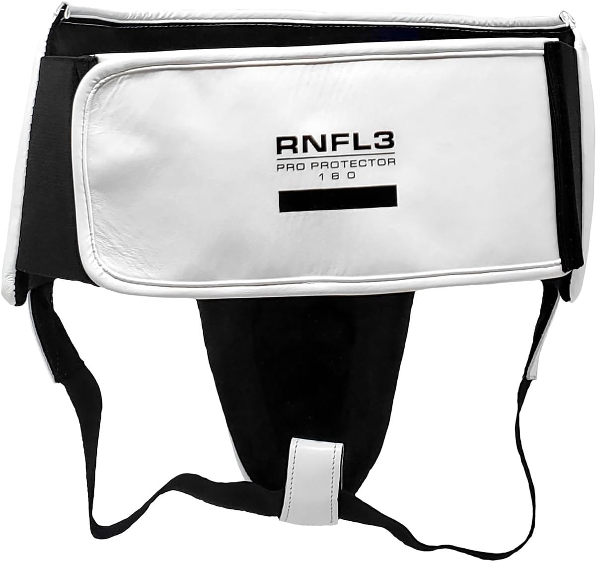 posterior view of the RIVAL Boxing RNFL3 Pro 180 No-Foul Groin Protector, showing the adjustable hook and loop strap.