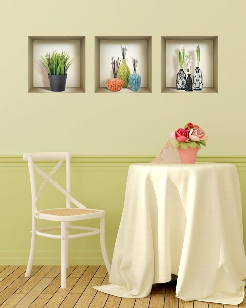 Mi Alma 3D Wall Art, Niche Sticker Set, 3D Wall Decor, Wall Decals Living Room, Wall Decals for Bedroom, Vinyl Wall Decals, Vinyl Stickers, Wall Stickers (Set Stickers) (20x20 inches, Flowers NS3)