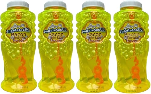¡Burbujas para perros! Bubbletastic - Burbujas de tocino para perros, 4 botellas, 8 onzas cada una, incluye varitas