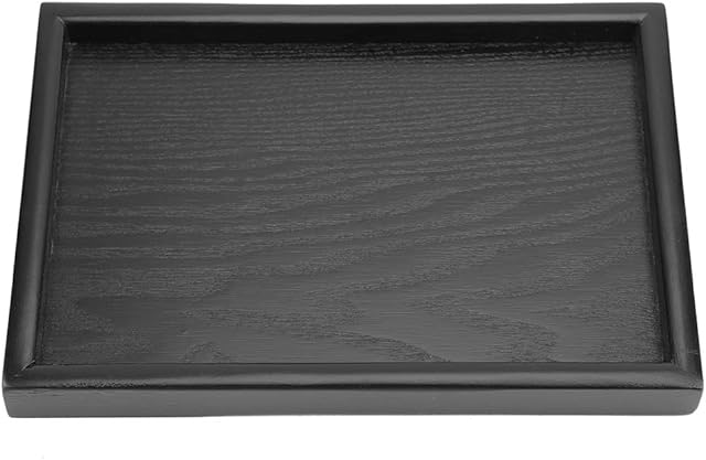 Wooden Rectangular Serving Tray, Black Wood Tea Tray, Tea/Drink Platter, Restaurant Service Tray, Non-Slip Food Tray Breakfast Tray, Coffee Snack Food Solid Wood Tray (22 * 15)