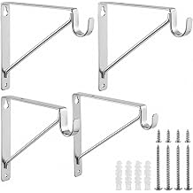 4 Pack Heavy Duty Closet Rod Brackets Holder 11 x 11 x 1 Inch, Electroplated Silver Closet Rod Support Bracket Steel Closet Rod Holders, Wall Mounted Shelf and Rod Support Bracket
