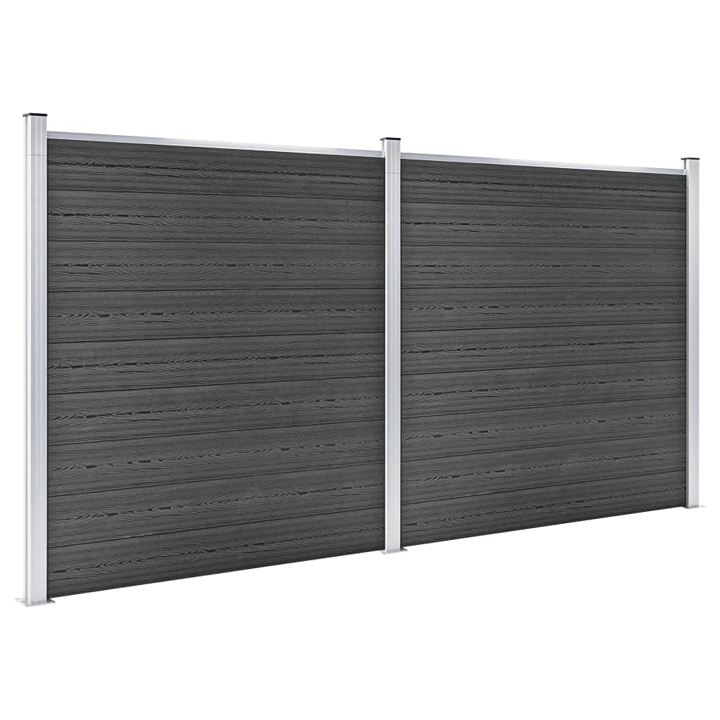 vidaXL Zaunelement Set WPC 353x186 cm Schwarz