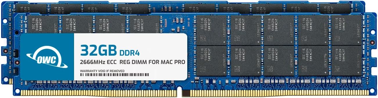 OWC 64GB (2 x 32GB) DDR4 ECC Registerd CL21 PC4-21300 2666MHz SDRAM Memory Ram Upgrade Module Compatible with 2019 Mac Pro 7,1 and 2017 iMac Pro 1,1 (OWC2666R3M64)