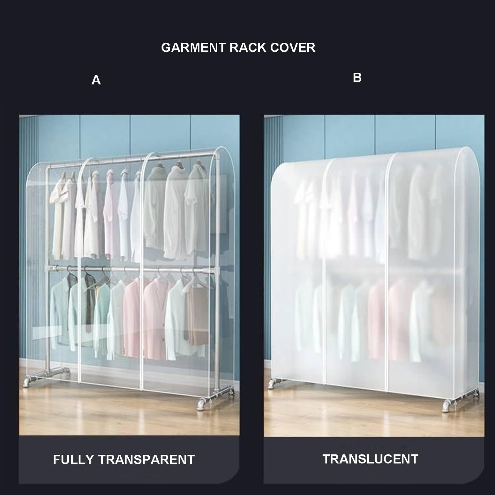 Funda Protectora de Prendas, Transparente, de cloruro de polivinilo, con Cremallera, 110 x 75 x 150 cm