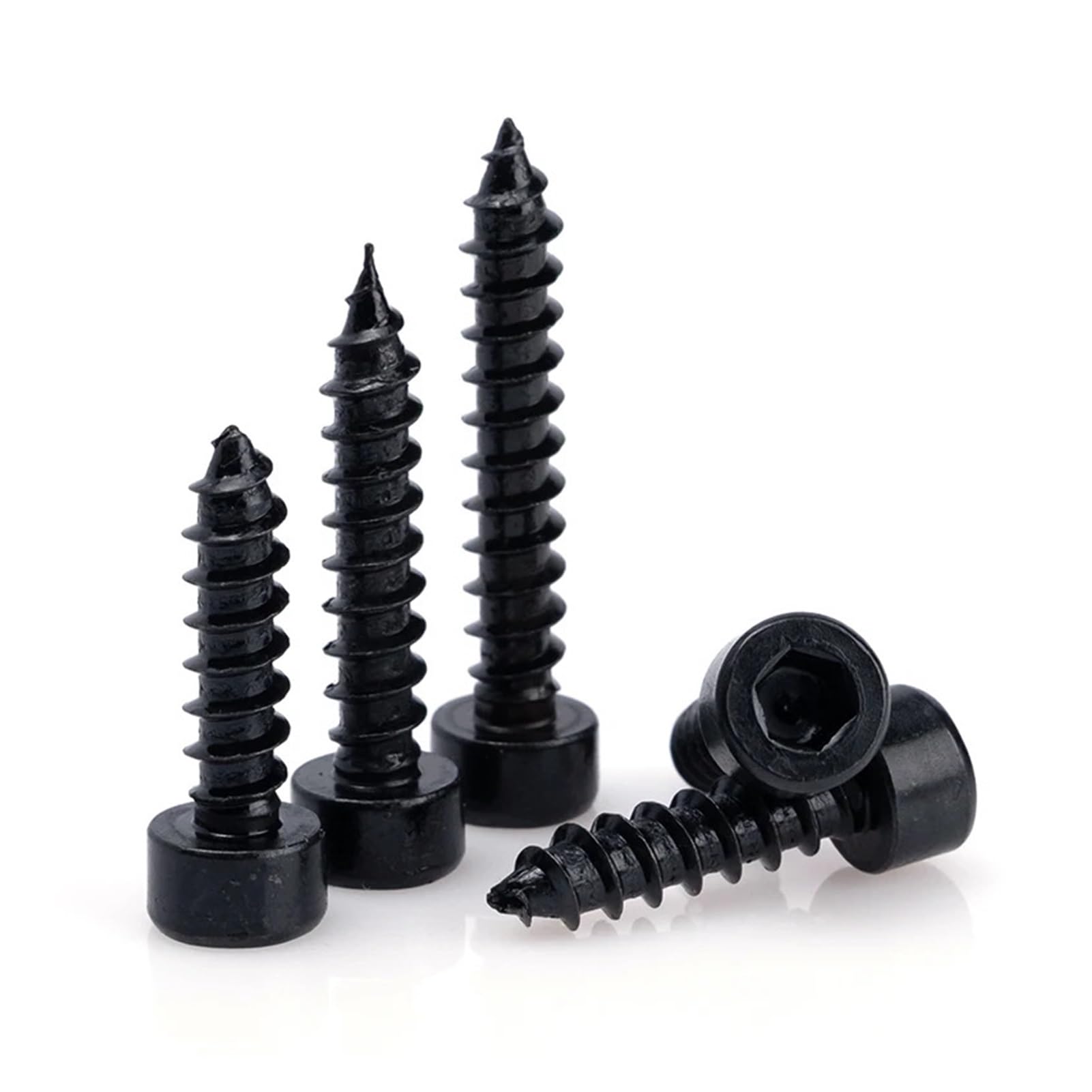 Vis à tête ronde, vis autotaraudeuses for cloisons sèches, 10 pièces/lot vis autotaraudeuse à six pans creux M2M2.6 M3 M3.5 M4M5 M6 tête noire en acier au carbone qualité 8.8 (couleur : 5 mm x 10 pièc