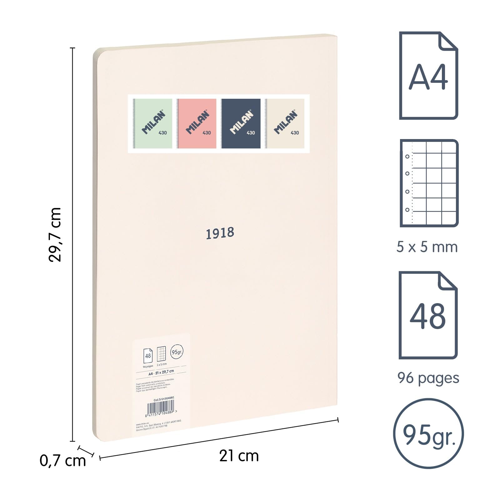 Sam notitieboek - A5 - gebonden leer - 80 vellen - gelinieerd