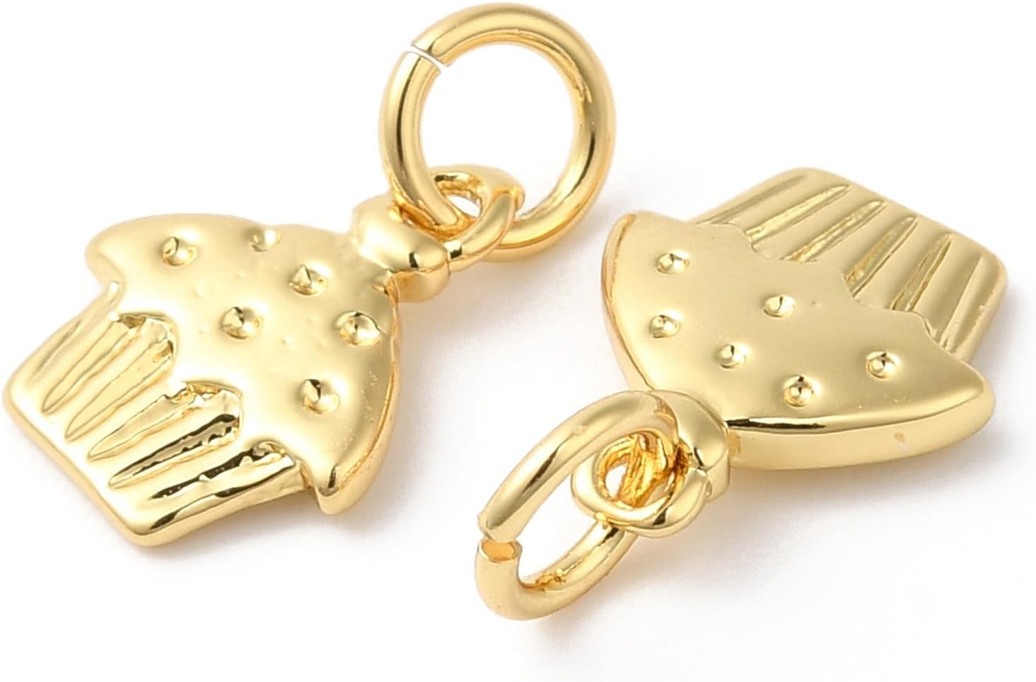 KitBeads 10Pcs 18k Real Gold Plated Cupcake Charm - Brass Sweet Dessert Cake Mini Food Charms With Jump Rings for Jewelry Making Bulk - Image 8
