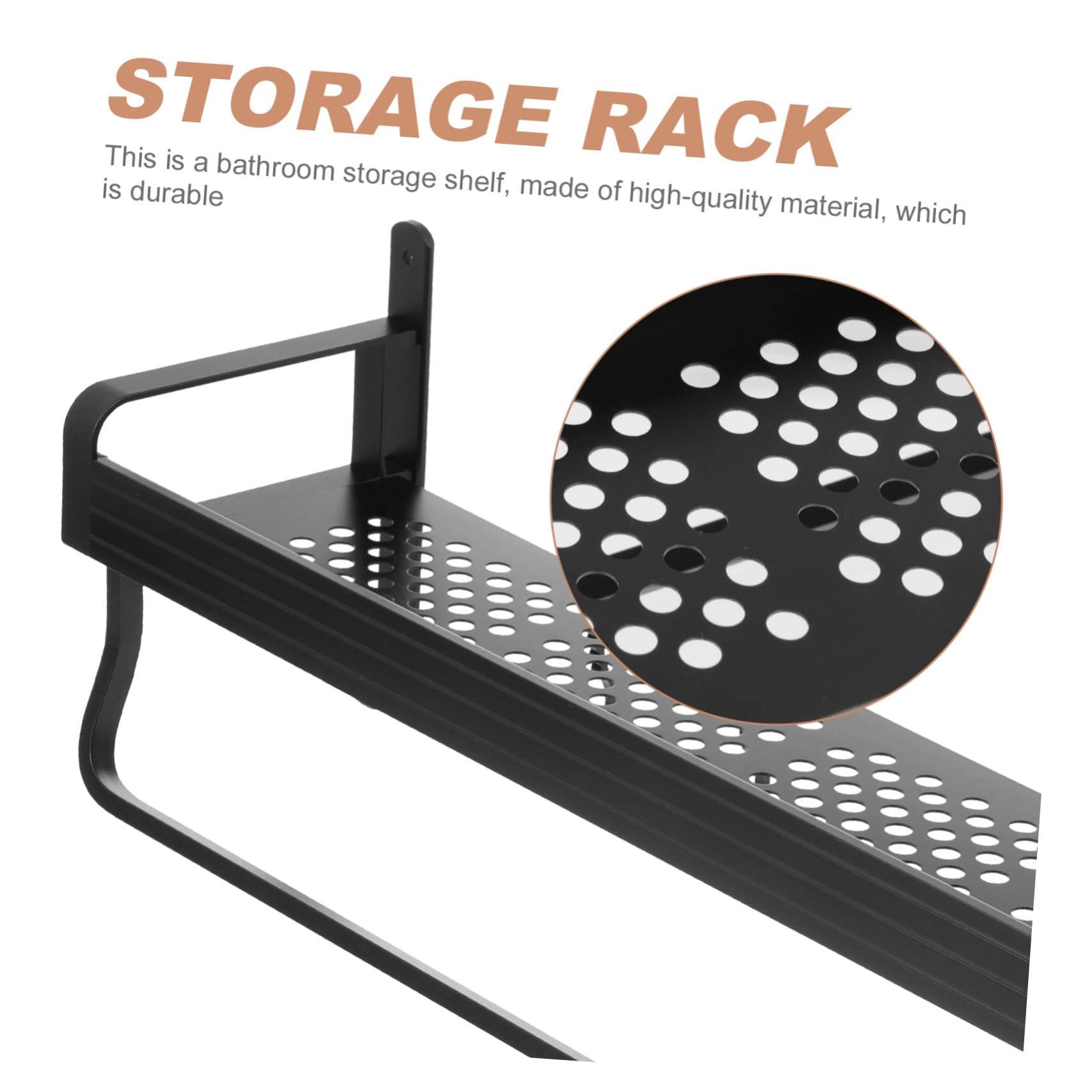 SOIMISS Estante de Almacenamiento Multifuncional para Baño 50 Cm Aluminio Negro sin Perforaciones Gancho Colgante Hogar Ducha Organizador sin Clavos