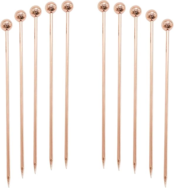 Polly Online 10pcs Cocktail Sticks Set Stainless Steel Fruit Sticks,Reusable Drink Picks Appetizer Toothpicks Martini Glass Picks