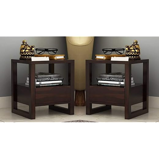 MURALICRAFT Sheesham Wood Bedside Table Set of 2