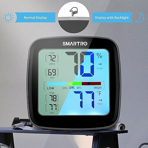 Miniatura 7 de SMARTRO Reloj despertador de proyección SC91 para dormitorios con estación meteorológica y SC42 Higrómetro digital profesional Termómetro interior