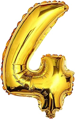 Globos dorados de 16 pulgadas, letras de la A a la Z, números del 0 al 9 para bodas, bailes, fiestas de cumpleaños (número 4)