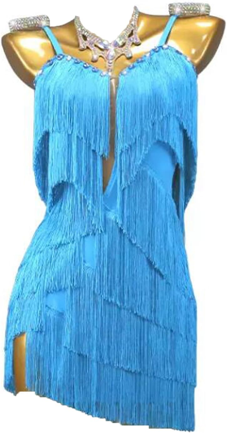 Flapper Fringe Professional Latin Ballroom Competition Dress Bare Back Cha Cha Salsa Performance Costume for Rumba
