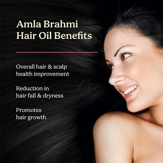 Life & Pursuits Amla Brahmi Hair Oil for Hair & Scalp Health - 6.8 Oz Natural, Indian Ayurveda Oil for Healthy & Shiny Hair | Coconut, Castor, Sesame, Triphala, Gotukola