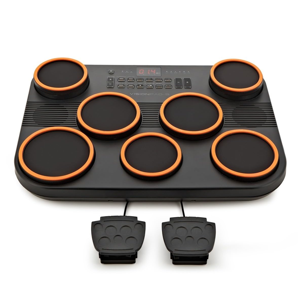 VISIONPAD-9 Batería Electrónica de Sobremesa Tambor Digital de Malla Portátil - Bateria Electrica Compacta con 7 Pads, 2 Pedales y Baquetas - Electronic Drum Kit Negro