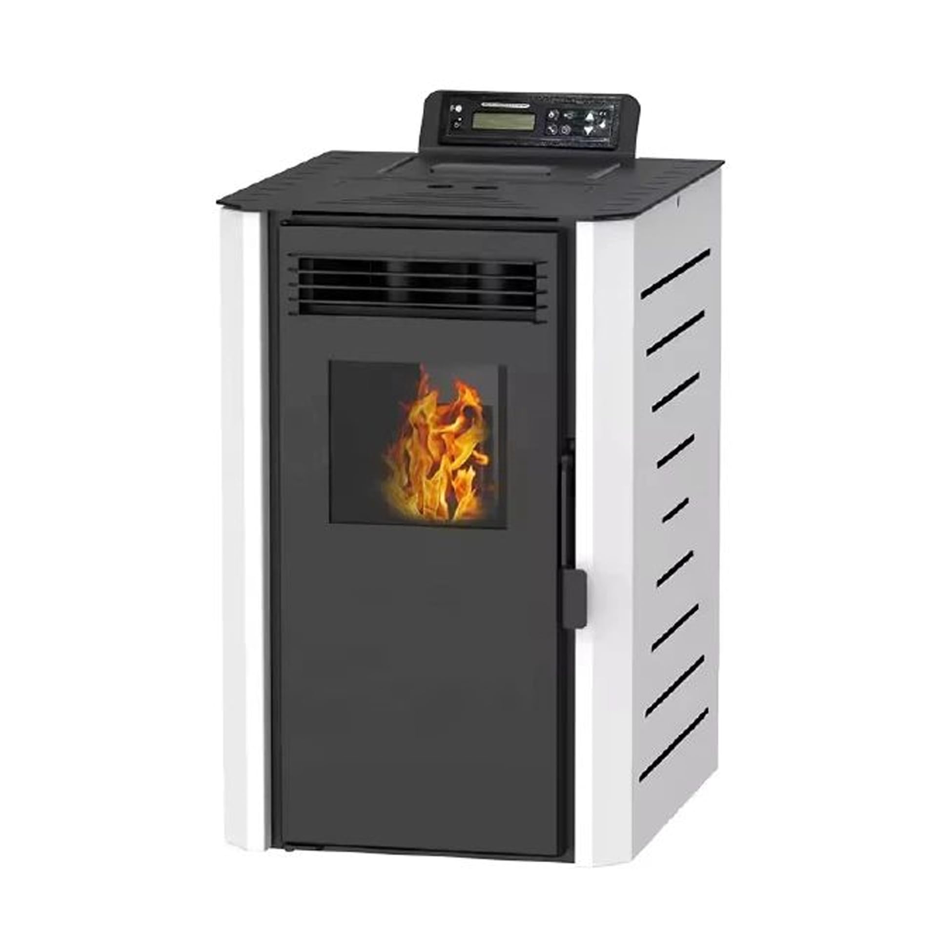 HOME&SOFAS SI Estufa de Pellet 6 kW | Confort, Eficiencia y Calor Ideal | Para Espacios Pequeños | Máxima Eficiencia, Confort y Ahorro para tu Hogar | Rendimiento Continuo sin Interrupciones (BLANCO)