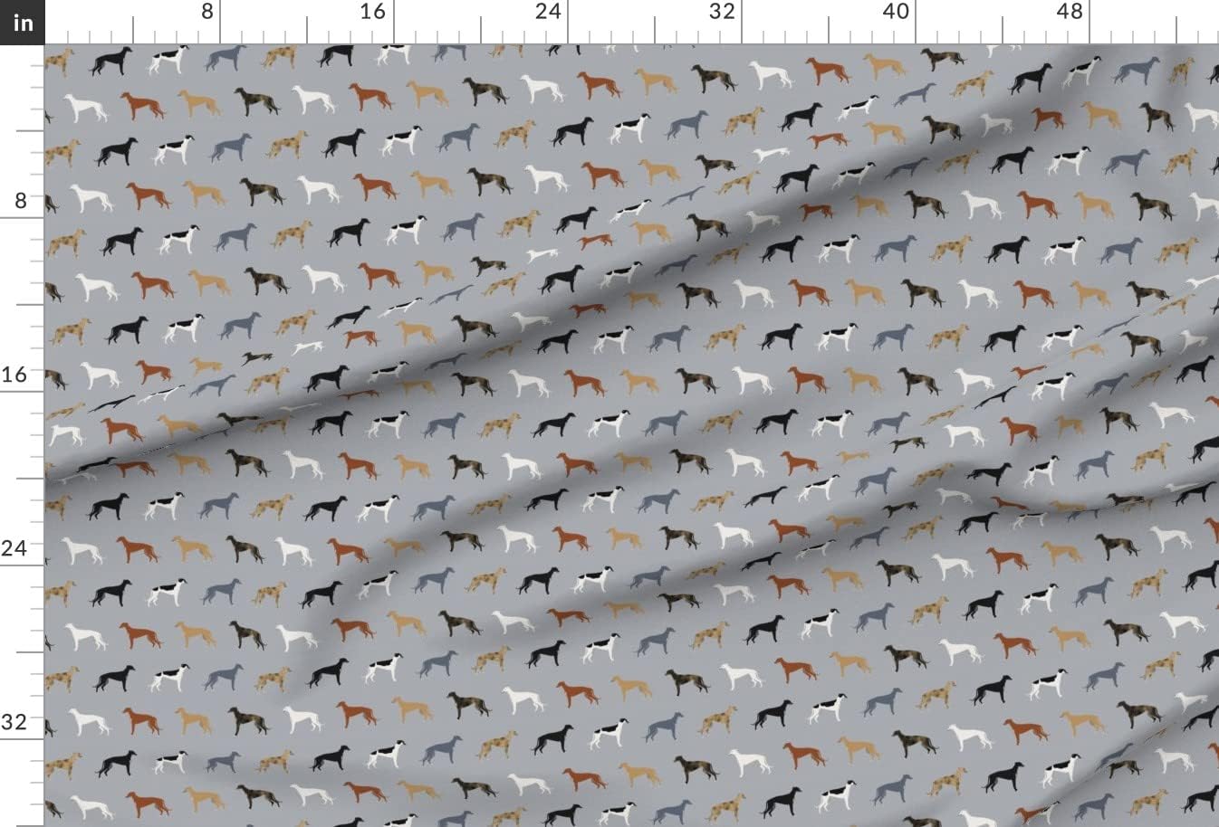 Spoonflower Fabric - Greyhounds Pattern Grey Greyhound Dog Dogs Puppy Home Decor Pet Printed on Upholstery Velvet Fabric Fat Quarter - Upholstery Home Decor Bottomweight Apparel