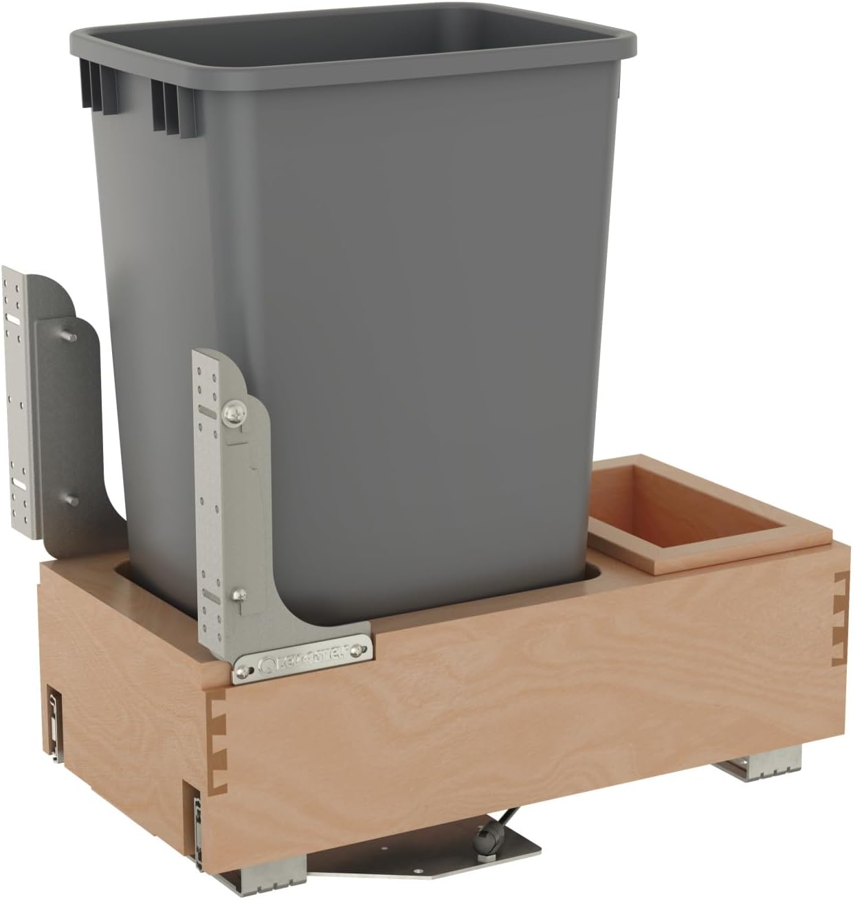 Rev-A-Shelf Pullout Under Counter Trash Can, 50 Qt 12.5 Gal Garbage Container with Soft-Close and Soft-Open Slides, Silver, 4WCBM-1550DM-1