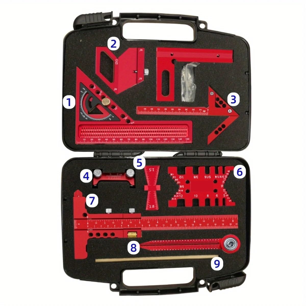 Bcgatydr 9Pcs Set Home Tool Kit 9Pc/10Pc Woodworking Multi Piece Combination Set With Storage Box Multi-Functional Hand Tools(9Pcs Set)